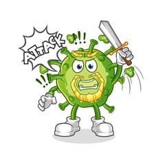 virus knights attack with sword character. cartoon mascot vector