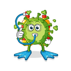 virus divers mascot. cartoon vector