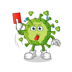 virus referee with red card illustration. character vector