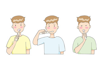 電動歯ブラシで歯磨きをする男の子