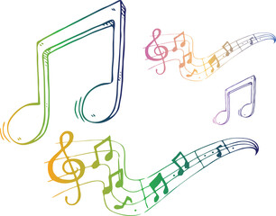 
rainbow gradient line drawing of music icon