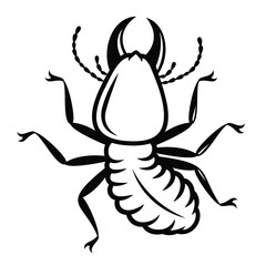graphic black termite on white background, vector