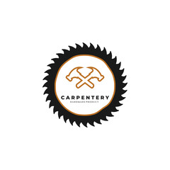 carpentry minimalist line art logo badge