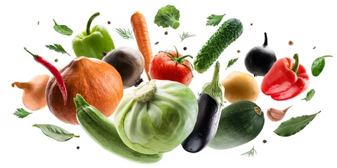 Gordijnen Large set of isolated vegetables on a white background © butenkow