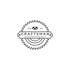 craftsman line art minimalist logo badge