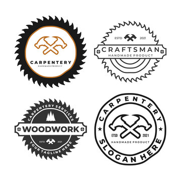 carpentry set logo badge icon