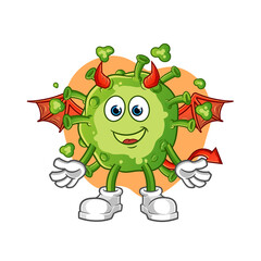 virus demon with wings character. cartoon mascot vector