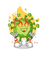 virus on fire mascot. cartoon vector