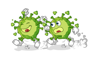 virus play chase cartoon. cartoon mascot vector