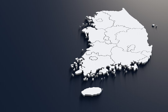 South korea map 3D rendering