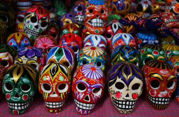 Traditional day of the dead skulls a memorial of pandemic time 