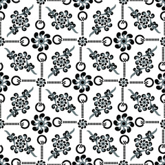 Abstract seamless geometrical paisley pattern with white background.