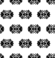Seamless geometrical paisley pattern with white background.