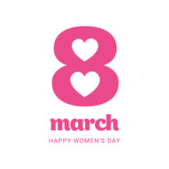 8 march holiday card with heart. Card for Women's day. Vector