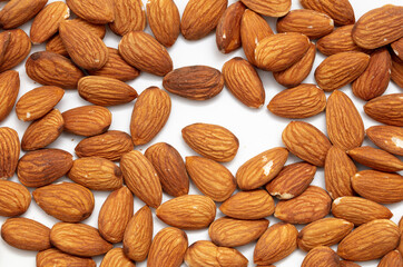 Close up of almond nuts as background.