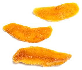Dried mango closeup isolated on white