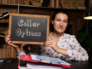 Business concept meaning Collar Options with inscription on chalkboard.