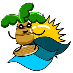 surfing the beach in the summer in the afternoon