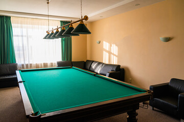 Interior of the billiard room with billiard table