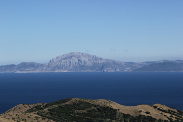 Fototapeta na wymiar Mountains in Morocco-view across the Strait of Gibraltar from Spain.