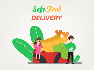 Customer shopping safe food online and delivery. 