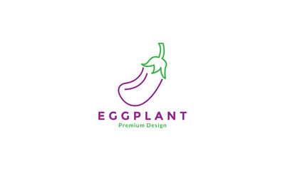 lines art colorful vegetables eggplant purple logo design vector icon symbol illustration