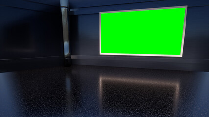 News Studio, Backdrop For TV Shows .TV On Wall.3D Virtual News Studio Background, 3d illustration	