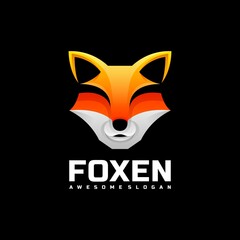 Vector Logo Illustration Fox Gradient Colorful Style.