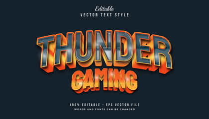 Thunder Gaming Text Style with Embossed and Curved Effect