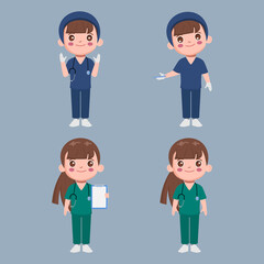 Doctor character set for medicine. Healthcare medical people in hospital animated.