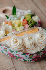 cake with cream and berries