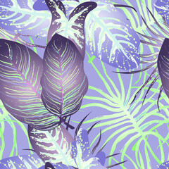 Tropical Leaf Modern Motif. Jungle Print. Foliage Summer