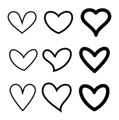 Heart icon collection, love symbols template, vector illustration