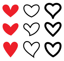 Heart icon collection, love symbols template, vector illustration