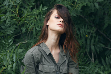 Portrait of a woman Nature jumpsuit model trees 