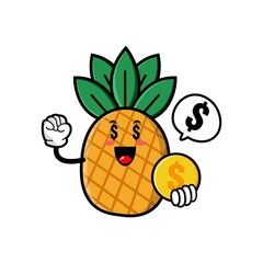 cute pineapple cartoon mascot character