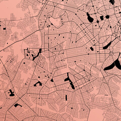 Goiania, Goiás, Brazil (BRA) - Urban vector city map with parks, rail and roads, highways, minimalist town plan design poster, city center, downtown, transit network, gradient blueprint