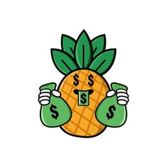cute pineapple cartoon mascot character funny expression