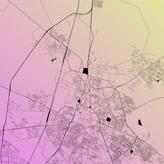 Meerut, Uttar Pradesh, India (IND) - Urban vector city map with parks, rail and roads, highways, minimalist town plan design poster, city center, downtown, transit network, gradient blueprint