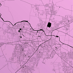 Nasik, Maharashtra, India (IND) - Urban vector city map with parks, rail and roads, highways, minimalist town plan design poster, city center, downtown, transit network, gradient blueprint