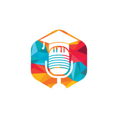 Graduate podcast logo icon symbol design. Education podcast logo concept.