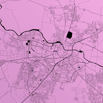 Nasik, Maharashtra, India (IND) - Urban vector city map with parks, rail and roads, highways, minimalist town plan design poster, city center, downtown, transit network, gradient blueprint