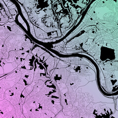 Pittsburgh, Pennsylvania, United States (USA) - Urban vector city map with parks, rail and roads, highways, minimalist town plan design poster, city center, downtown, transit network