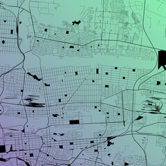 Pretoria, Gauteng, South Africa (ZAF) - Urban vector city map with parks, rail and roads, highways, minimalist town plan design poster, city center, downtown, transit network, gradient blueprint