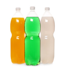 Bottles of soft drinks on white background