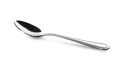 Clean shiny metal spoon isolated on white