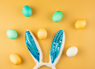 Easter day Bunny rabbit ear With Decorated Eggs