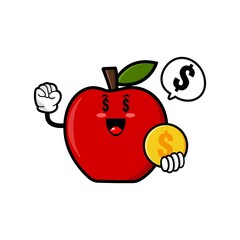 cute apple cartoon mascot character