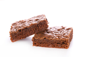 delicious chocolate brownie isolated on white background