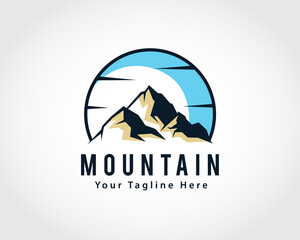 circle mountain rock adventure logo symbol design illustration inspiration